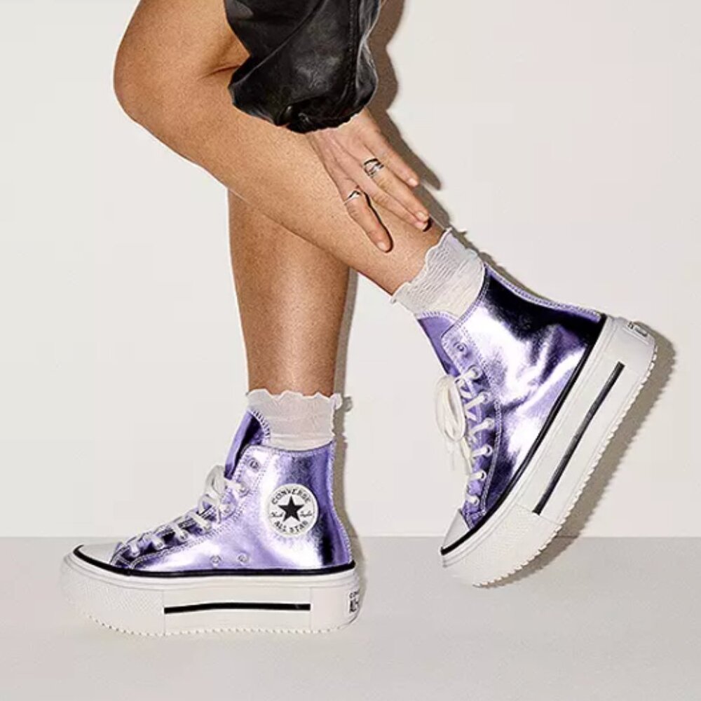 Converse Chuck Taylor Metallic Double Stack Platform HighTop Women Sneakers sz 7